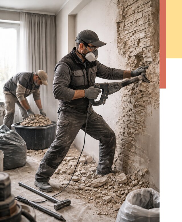 Демонтаж декоративного камня в Симферополе от 1506 руб/м² — быстро и недорого | ОТДЕЛОЧНИК-Сим