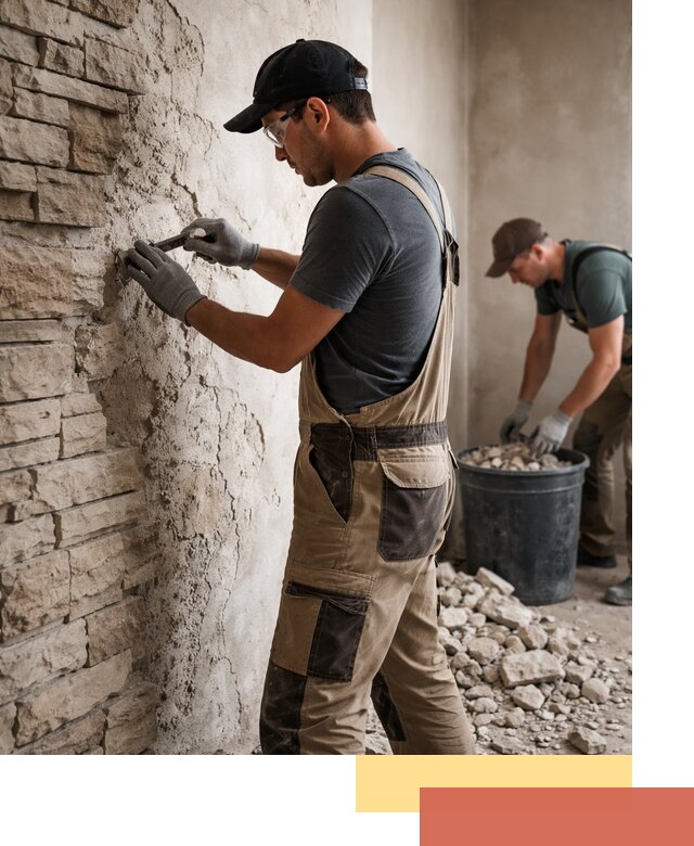 Демонтаж декоративного камня в Симферополе профессионально и безопасно