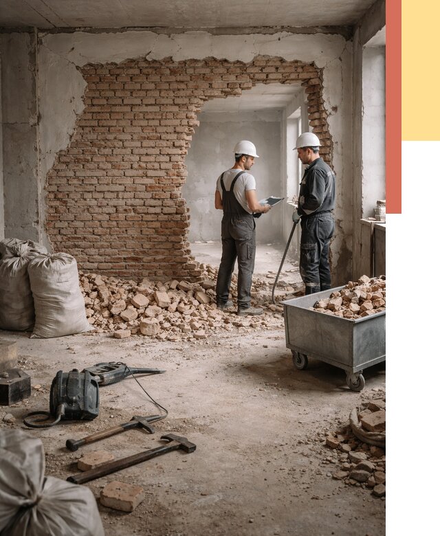 Демонтаж кирпичных стен в Симферополе от 4363 руб. — быстро, недорого, под ключ | ОТДЕЛОЧНИК-Сим