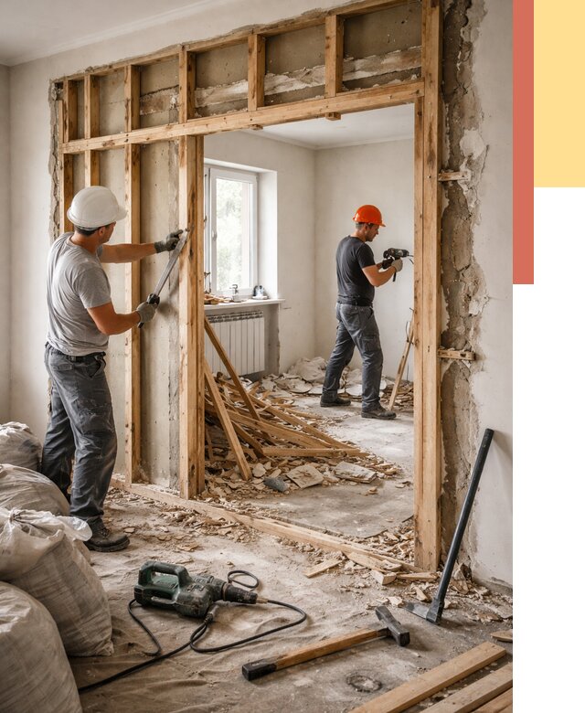 Демонтаж деревянных перегородок в Симферополе от 3324 руб. — быстро и недорого | ОТДЕЛОЧНИК-Сим