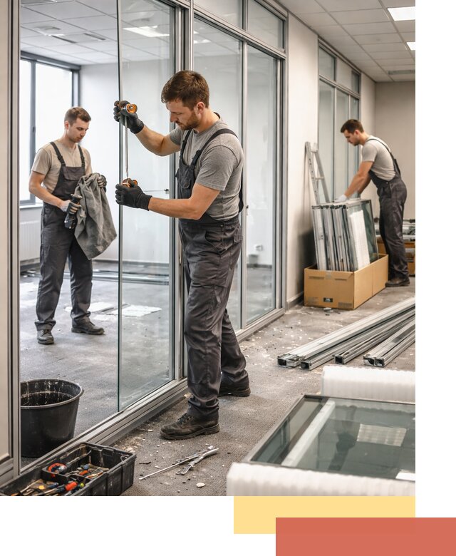 Демонтаж стеклянных перегородок в Симферополе быстро и безопасно