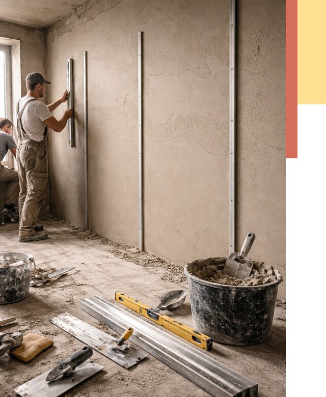 Штукатурка стен по маякам в Симферополе от 5713 руб./м² — выравнивание под ключ | ОТДЕЛОЧНИК-Сим