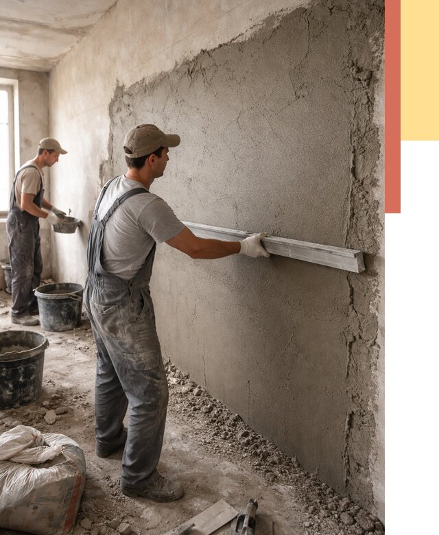 Цементная штукатурка стен в Симферополе от 4674 руб/м2 — быстро и недорого | ОТДЕЛОЧНИК-Сим