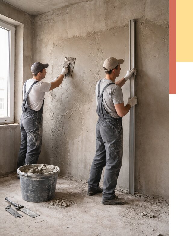 Штукатурка бетонных стен в Симферополе от 4674 руб/м² — качественно и быстро | ОТДЕЛОЧНИК-Сим