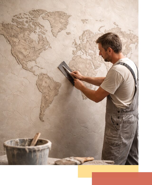 Декоративная штукатурка «Карта мира» под ключ в Симферополе