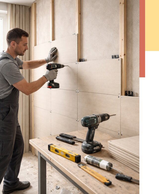 Монтаж МДФ панелей на стены в Симферополе от 1298 руб. под ключ | ОТДЕЛОЧНИК-Сим