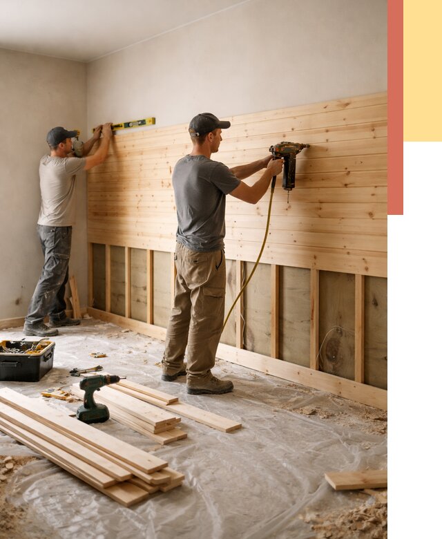 Монтаж деревянной вагонки на стены в Симферополе от 7790 руб. | Услуги монтажа вагонки | ОТДЕЛОЧНИК-Сим