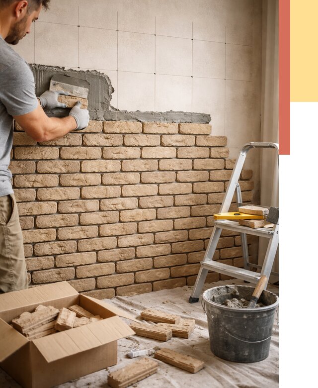 Монтаж декоративного кирпича в Симферополе от 3324 руб./м² — быстро и недорого | ОТДЕЛОЧНИК-Сим