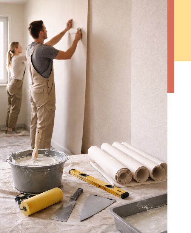 Поклейка бумажных обоев в Симферополе от 5713 руб./м2 — быстро и недорого | ОТДЕЛОЧНИК-Сим