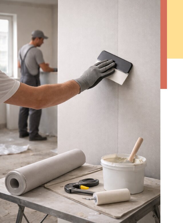 Поклейка обоев под покраску в Симферополе от 3635 руб. за м2 | ОТДЕЛОЧНИК-Сим