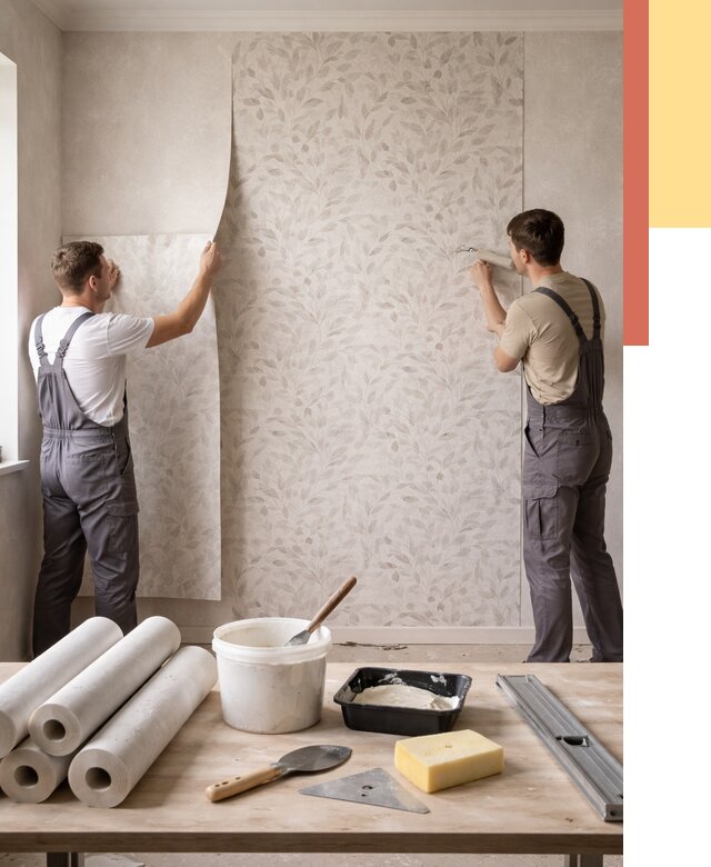 Поклейка обоев с подбором рисунка в Симферополе от 3635 руб. | ОТДЕЛОЧНИК-Сим - быстро и недорого