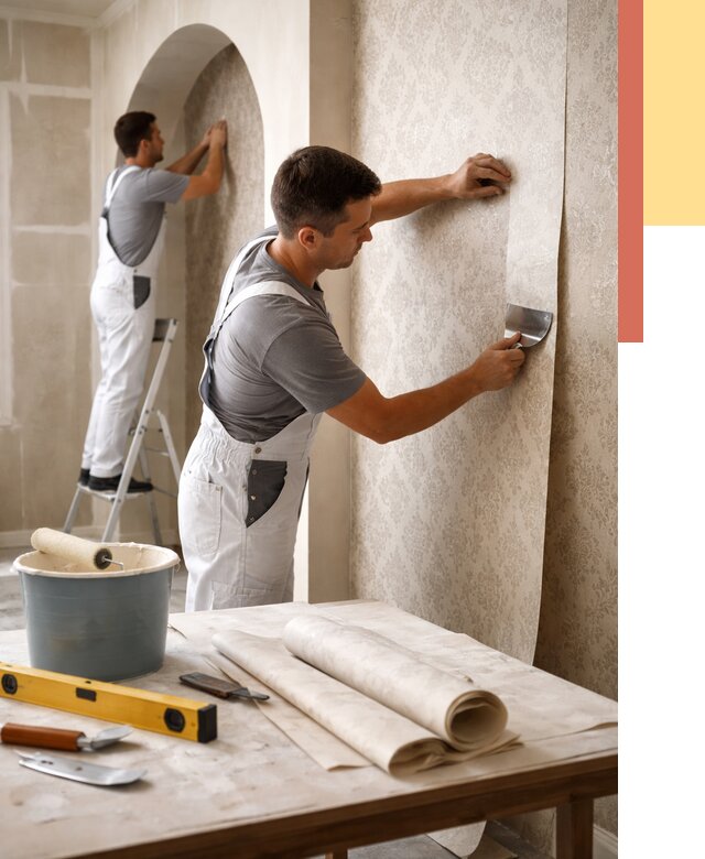 Поклейка обоев на сложные стены в Симферополе от 2908 руб. под ключ | ОТДЕЛОЧНИК-Сим