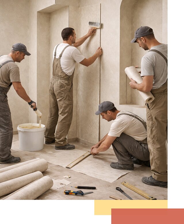 Поклейка обоев на сложные стены и неровные поверхности в Симферополе