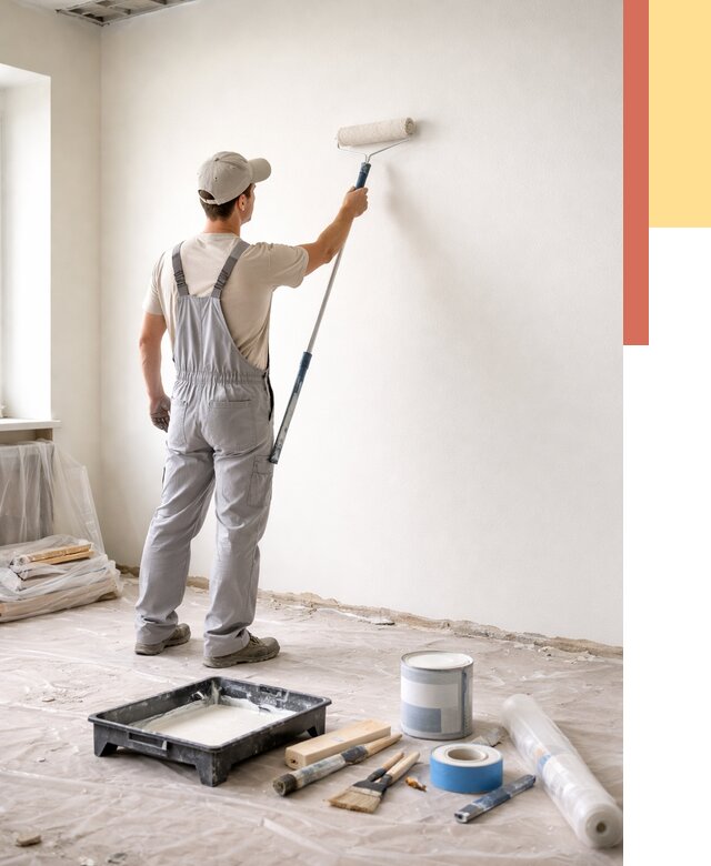 Покраска стен водоэмульсионной краской в Симферополе от 467 руб. за м² | ОТДЕЛОЧНИК-Сим