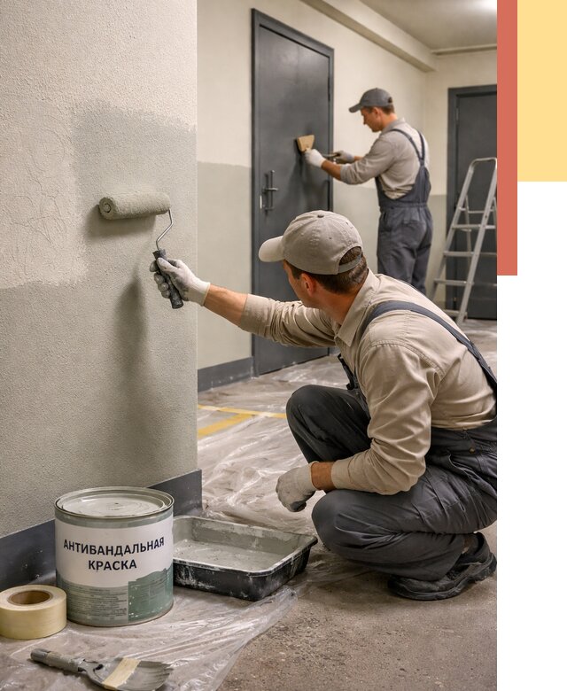Покраска стен антивандальной краской в Симферополе от 4674 руб./м² под ключ | ОТДЕЛОЧНИК-Сим