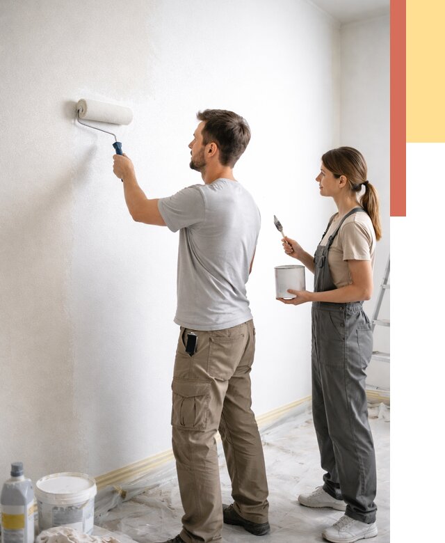 Окраска стен по стеклохолсту в Симферополе от 4674 руб/м² под ключ | ОТДЕЛОЧНИК-Сим