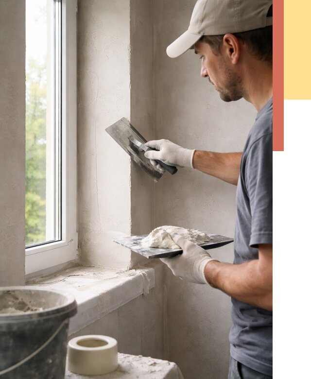 Штукатурка откосов в Симферополе от 4674 руб/м² — услуги и выравнивание под ключ | ОТДЕЛОЧНИК-Сим