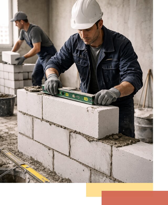 Кладка перегородок из пеноблока под ключ в Симферополе