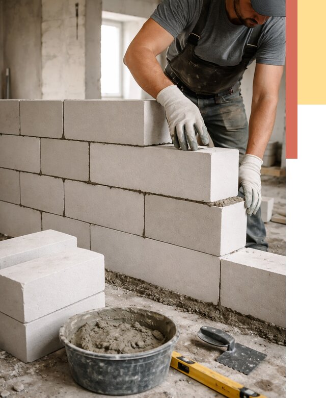 Кладка перегородок из силикатного блока в Симферополе от 4155 руб. под ключ | ОТДЕЛОЧНИК-Сим