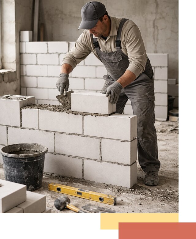 Кладка перегородок из силикатного блока в Симферополе