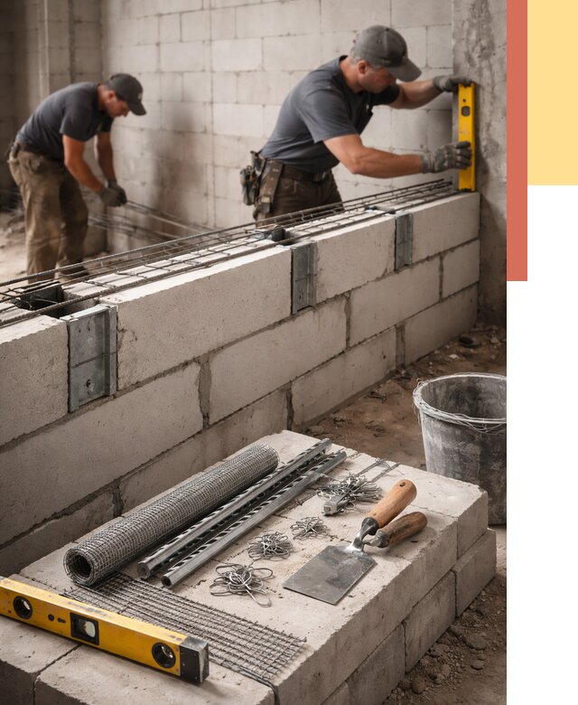 Армирование кладки перегородок в Симферополе от 779 руб. под ключ | ОТДЕЛОЧНИК-Сим