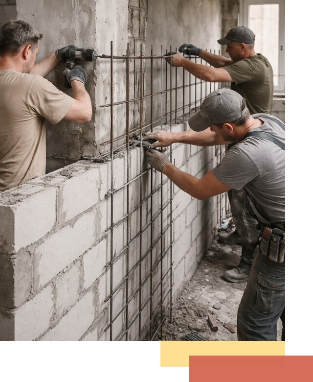 Армирование кладки перегородок в Симферополе профессионально и надёжно