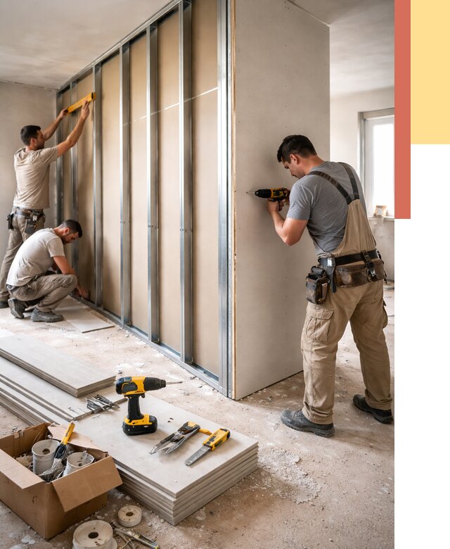 Монтаж однослойной перегородки из гипсокартона в Симферополе от 675 руб. | ОТДЕЛОЧНИК-Сим