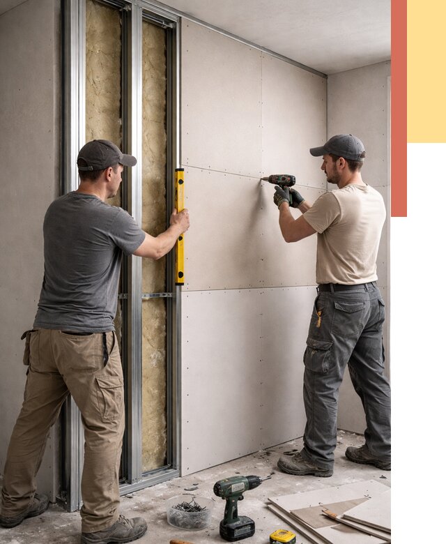 Монтаж двухслойной перегородки из гипсокартона в Симферополе от 1506 руб. | ОТДЕЛОЧНИК-Сим