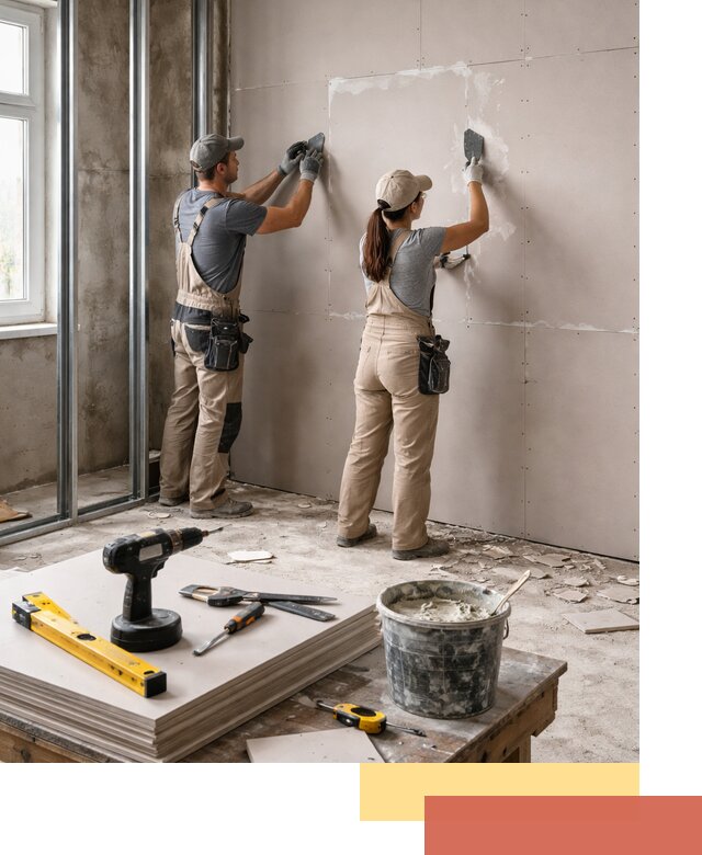 Монтаж двухслойной перегородки из гипсокартона в Симферополе