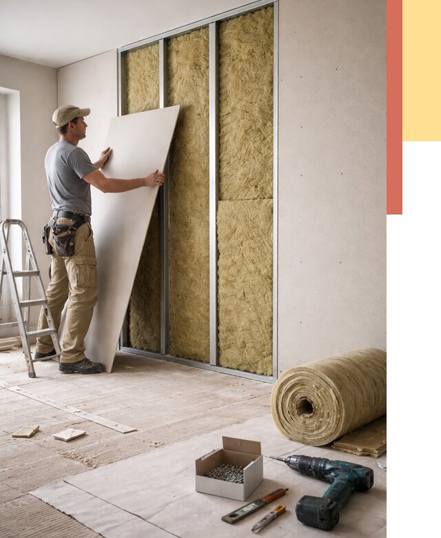 Перегородка из гипсокартона с шумоизоляцией в Симферополе от 3241 руб. | ОТДЕЛОЧНИК-Сим