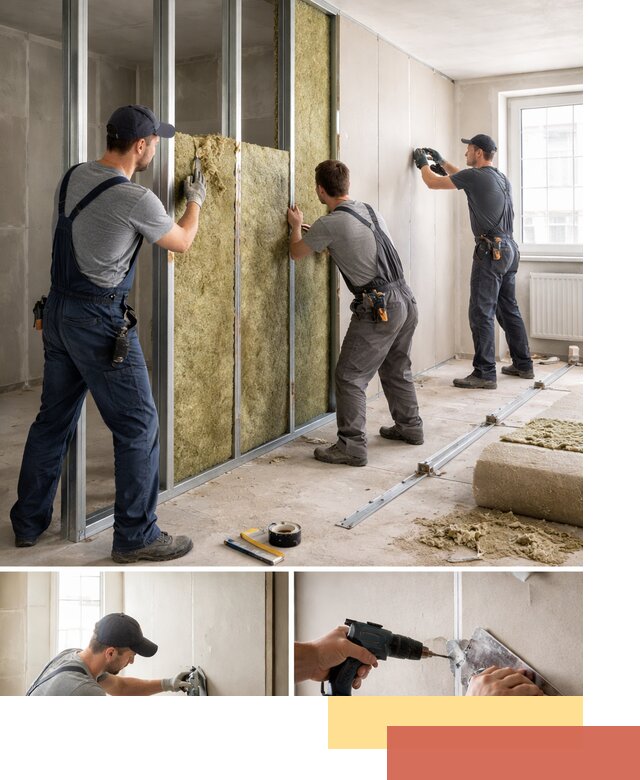 Перегородка из гипсокартона с шумоизоляцией в Симферополе — монтаж под ключ