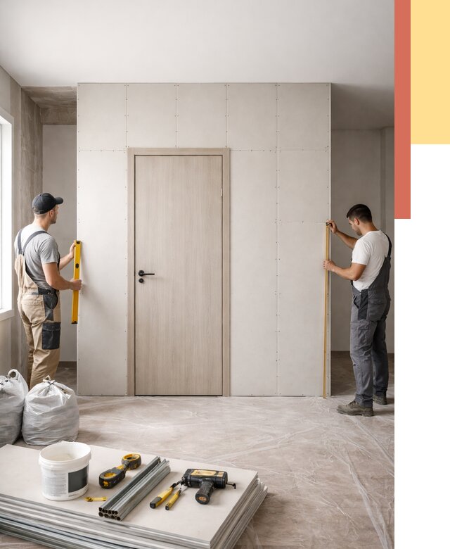 Перегородка из гипсокартона с дверью в Симферополе от 4674 руб. под ключ | ОТДЕЛОЧНИК-Сим