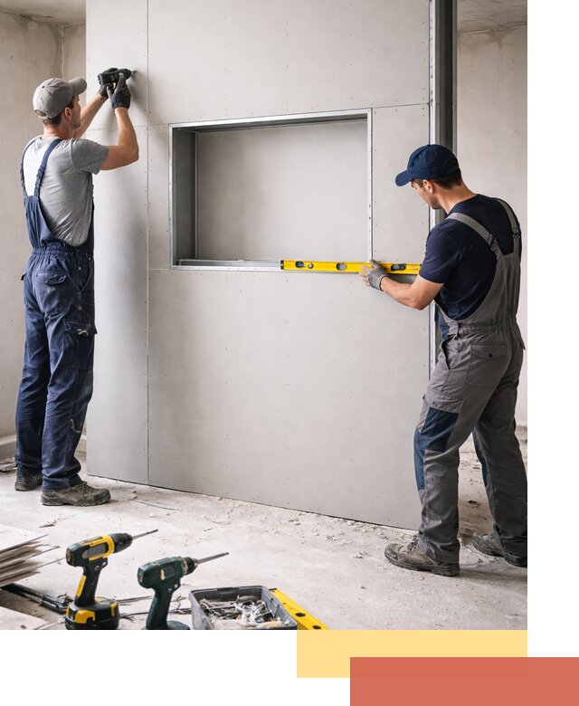 Перегородка из гипсокартона с нишей под декор в Симферополе