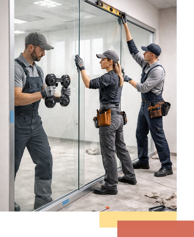 Профессиональный монтаж стеклянных перегородок в Симферополе