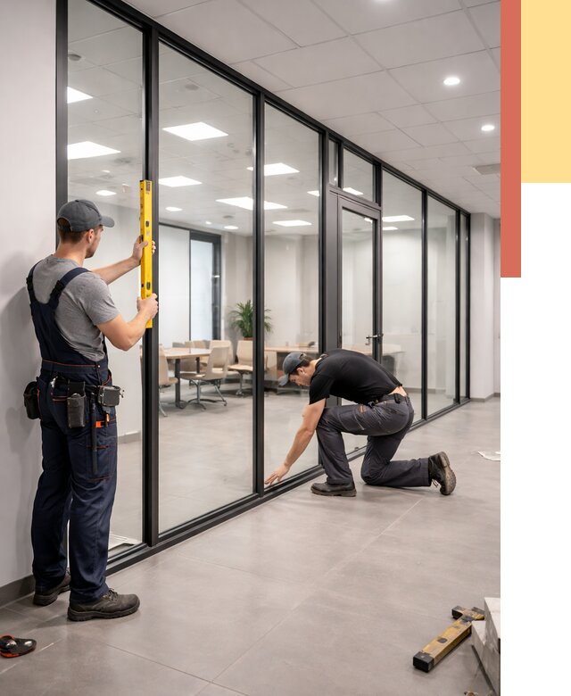 Каркасные стеклянные перегородки в Симферополе под ключ от 9556 руб. | ОТДЕЛОЧНИК-Сим