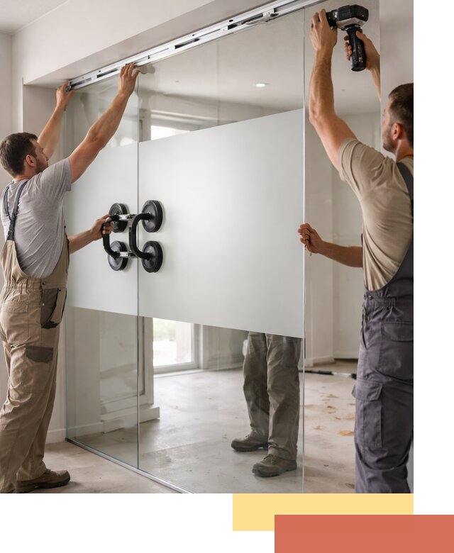 Матовые стеклянные перегородки под ключ в Симферополе