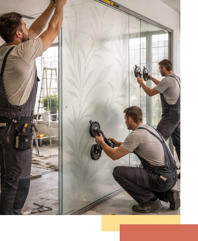 Стеклянные перегородки с рисунком на заказ в Симферополе