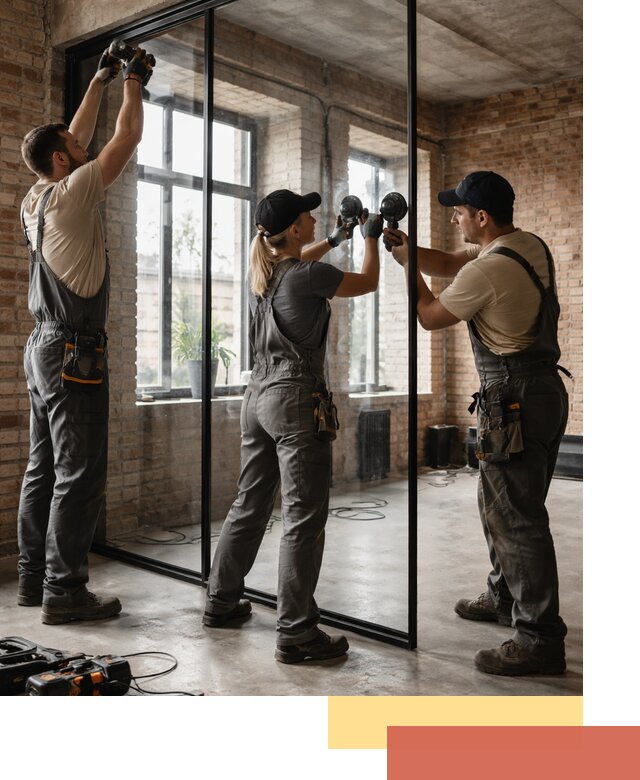 Стеклянные перегородки лофт — изготовление и монтаж в Симферополе