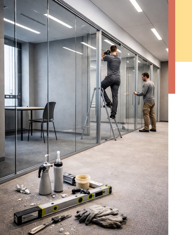 Стеклянные офисные перегородки в Симферополе от 8829 руб. — монтаж и установка | ОТДЕЛОЧНИК-Сим