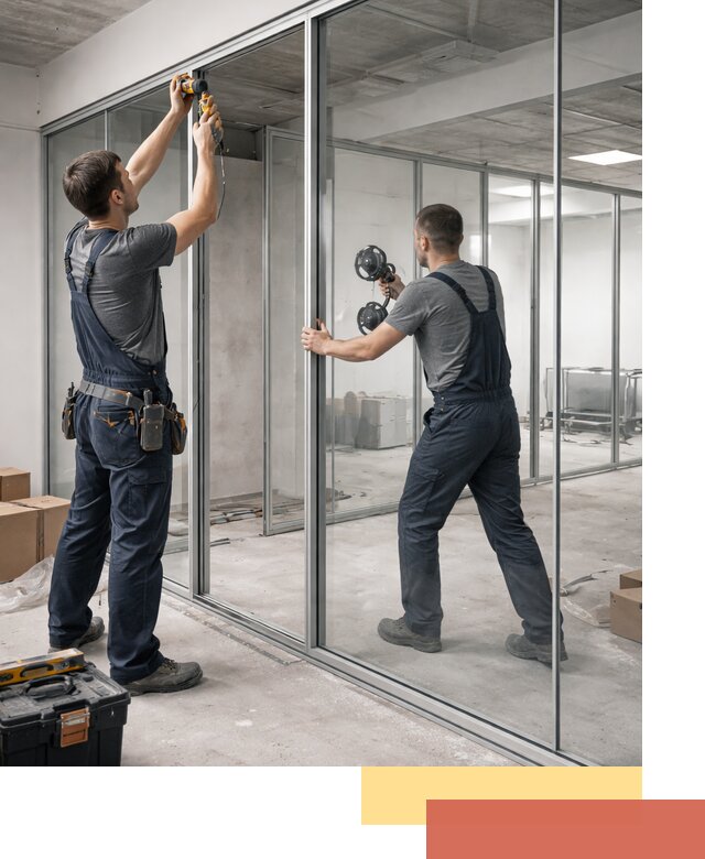 Алюминиевые перегородки со стеклом в Симферополе — изготовление и монтаж