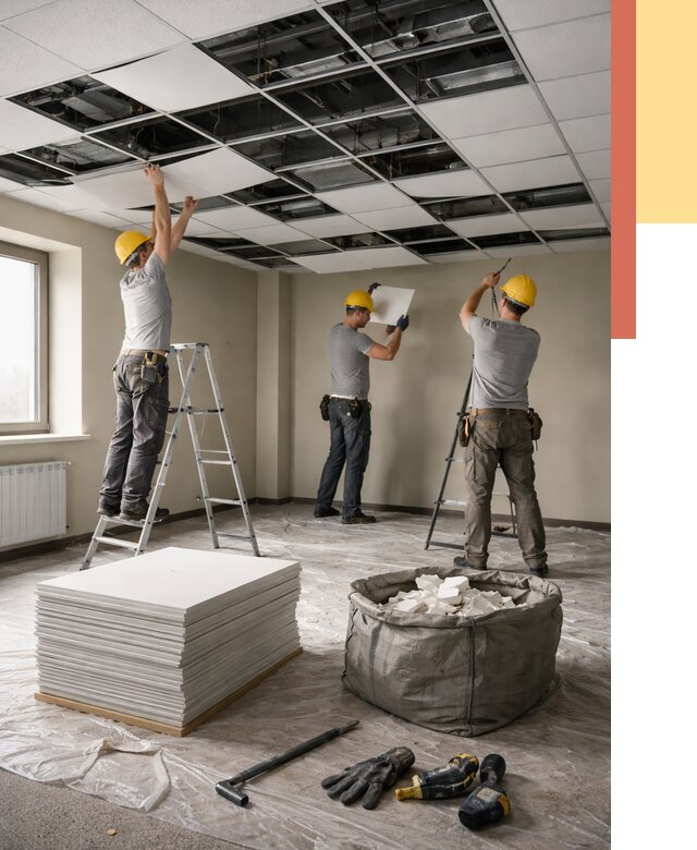 Демонтаж потолка Армстронг в Симферополе от 4674 руб. быстро и недорого | ОТДЕЛОЧНИК-Сим