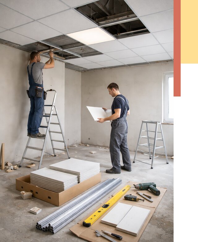 Монтаж потолка армстронг в Симферополе от 4674 руб/м2 — быстрая установка под ключ | ОТДЕЛОЧНИК-Сим