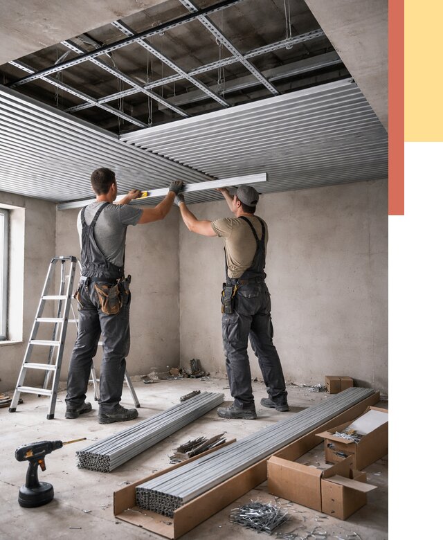 Монтаж реечного потолка в Симферополе от 4674 руб. под ключ | ОТДЕЛОЧНИК-Сим