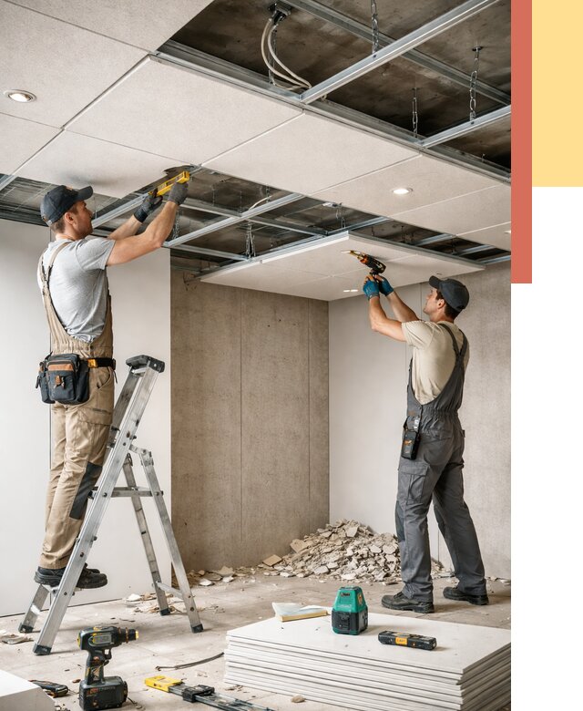 Монтаж акустического потолка в Симферополе от 6752 руб/м2 — быстро и недорого | ОТДЕЛОЧНИК-Сим