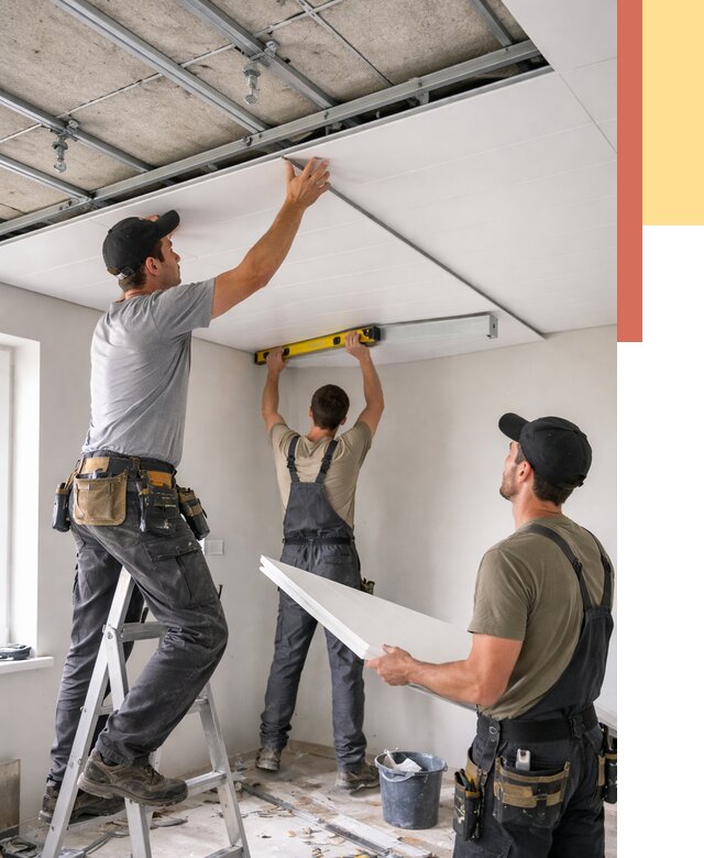 Монтаж потолка из ПВХ панелей в Симферополе от 3635 руб./м2 — быстро и недорого | ОТДЕЛОЧНИК-Сим