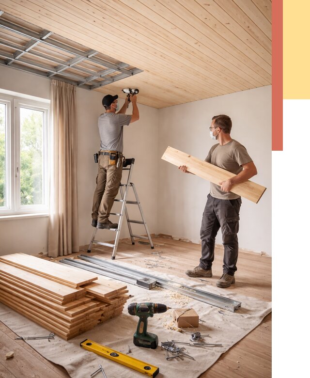 Монтаж потолка из вагонки в Симферополе от 6752 руб. | Быстро и недорого — ОТДЕЛОЧНИК-Сим