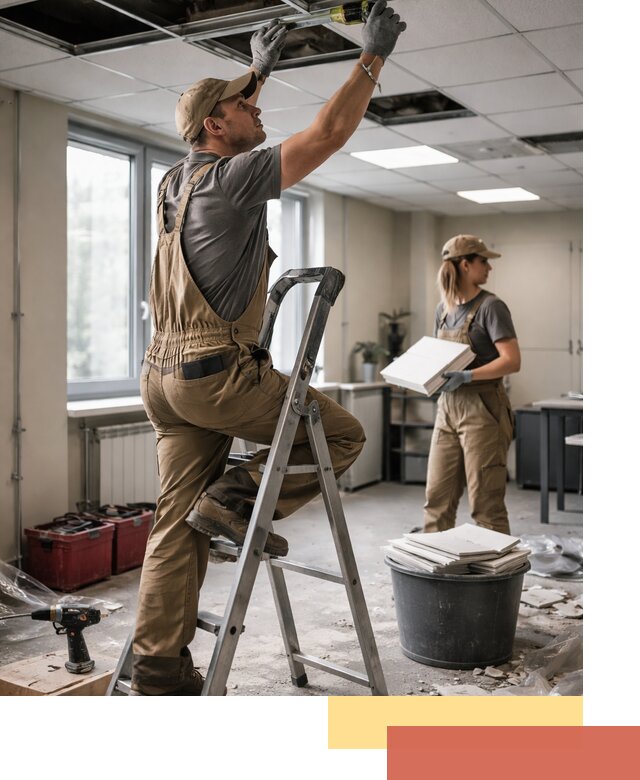 Ремонт потолка Армстронг и замена плит в Симферополе