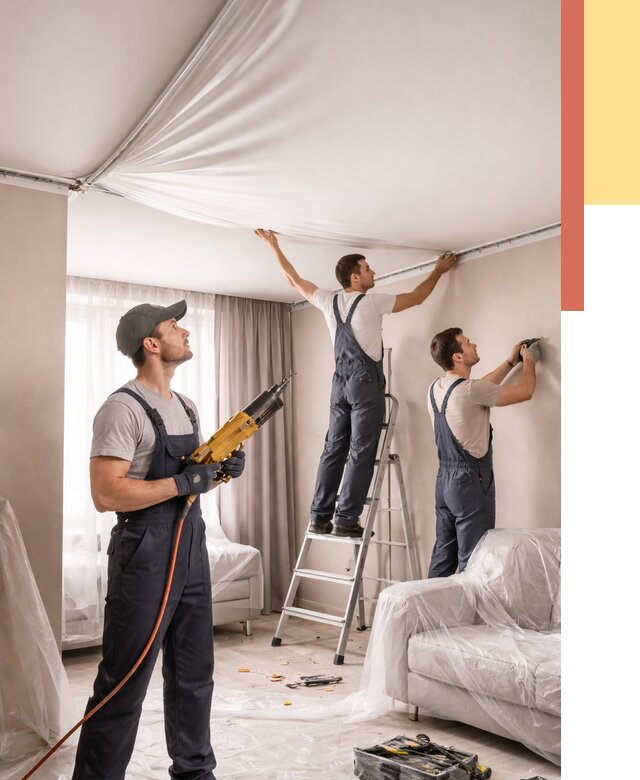 Установка натяжного потолка в Симферополе от 4674 руб. | Быстро и недорого — ОТДЕЛОЧНИК-Сим