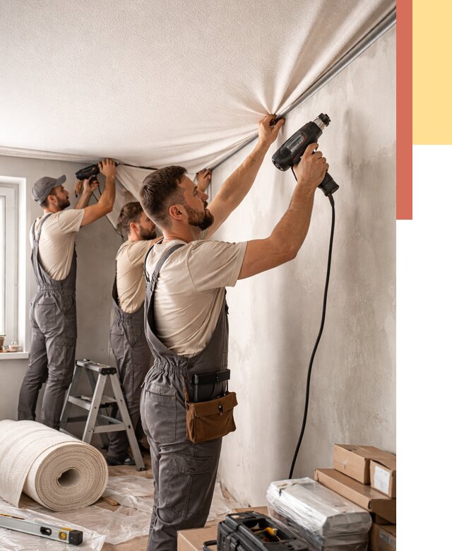 Монтаж фактурного натяжного потолка в Симферополе от 779 руб. — ОТДЕЛОЧНИК-Сим