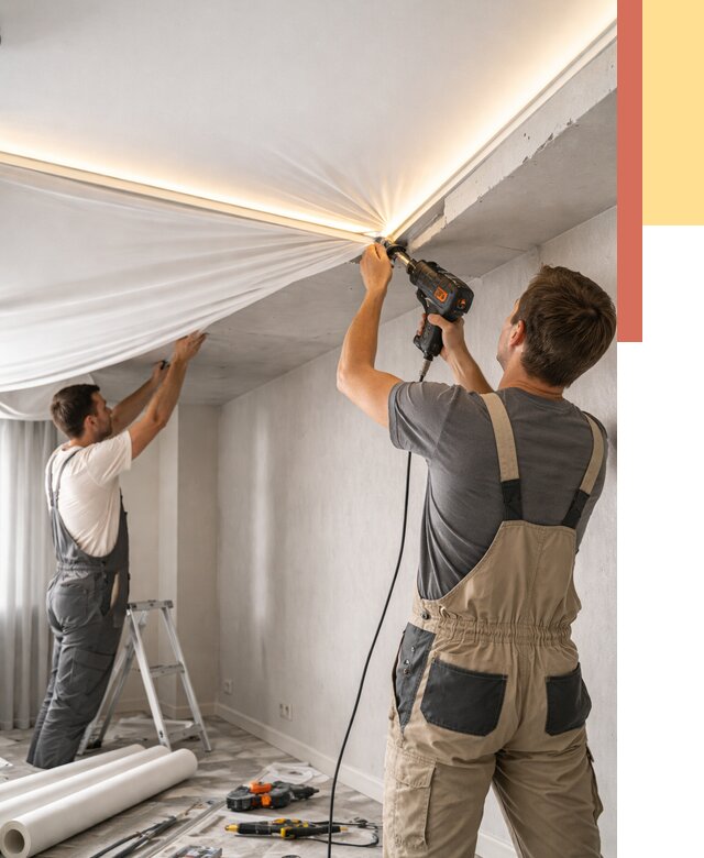 Монтаж натяжного потолка с подсветкой в Симферополе от 987 руб. | ОТДЕЛОЧНИК-Сим